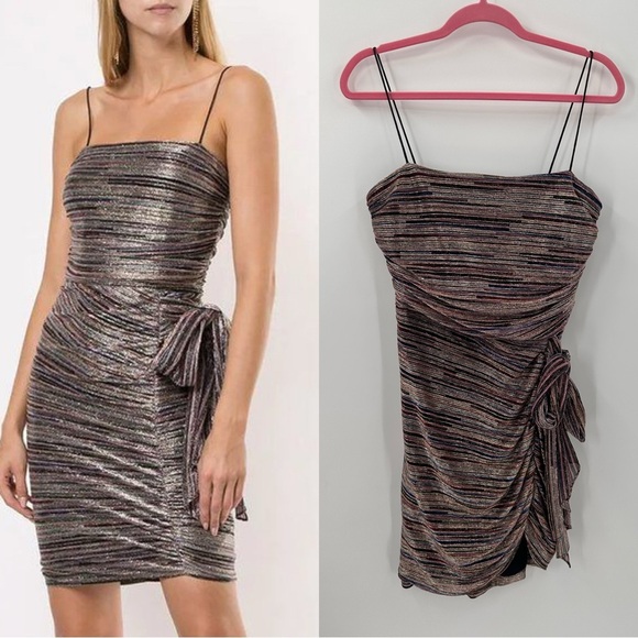 REBECCA VALLANCE Bellagio Mini Dress US 8 Metallic Stripe - Picture 1 of 4